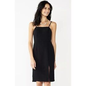 NINE WEST Misses Strappy Side Slit‎ LBD Black Dress SIZE X-LARGE NWT